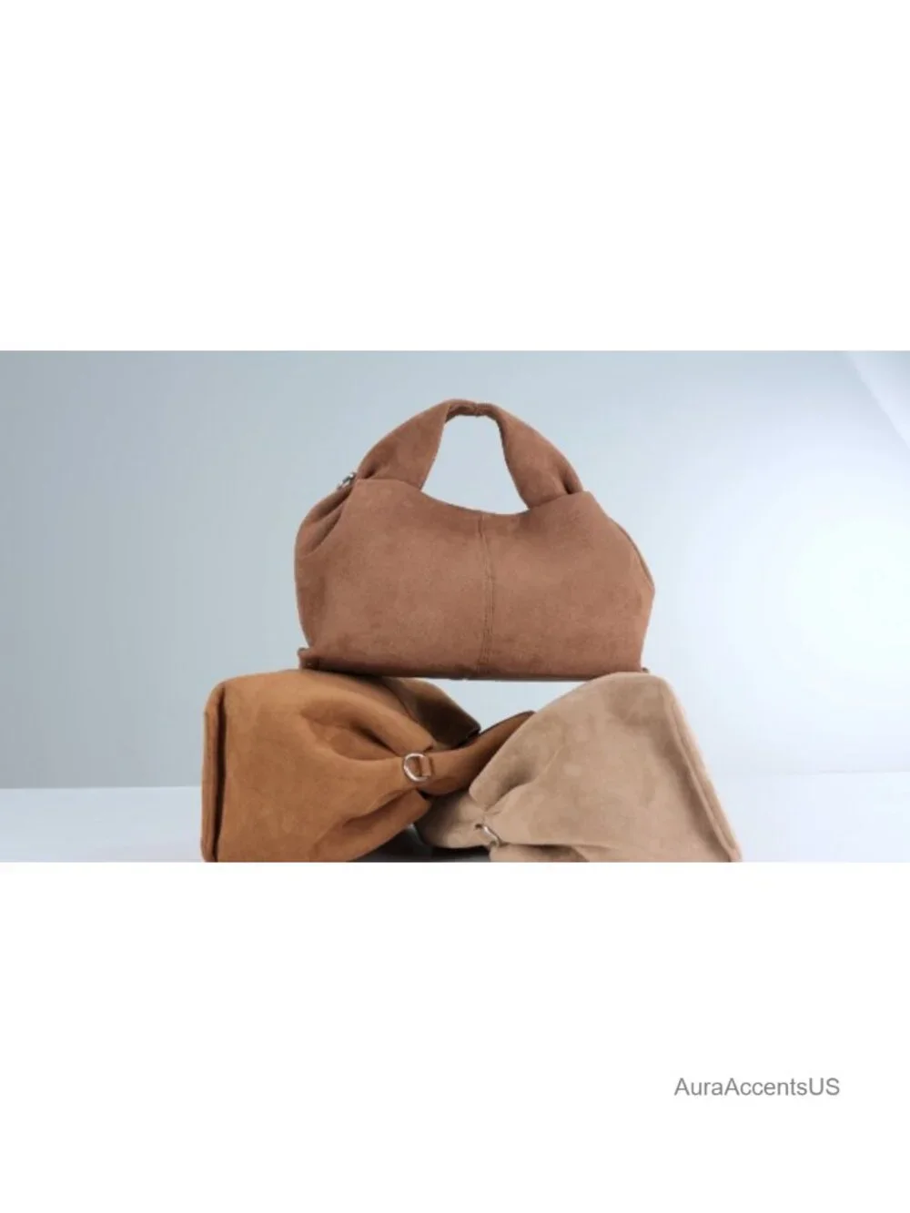 Faux Suede Half-Moon Hobo Bag Vintage Shoulder Handbag